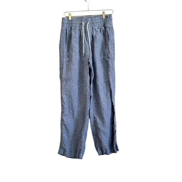 Athleta Cabo 100% Linen Wide Leg Pant Women's 8 Blue Lightweight Coastal - Picture 1 of 9